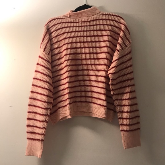 Lauren Conrad | pink striped funnelneck sweater - Picture 3 of 7